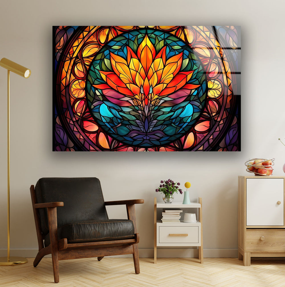 Lotus Stained Flower Glass Wall Art custom glass pictures, glass art prints