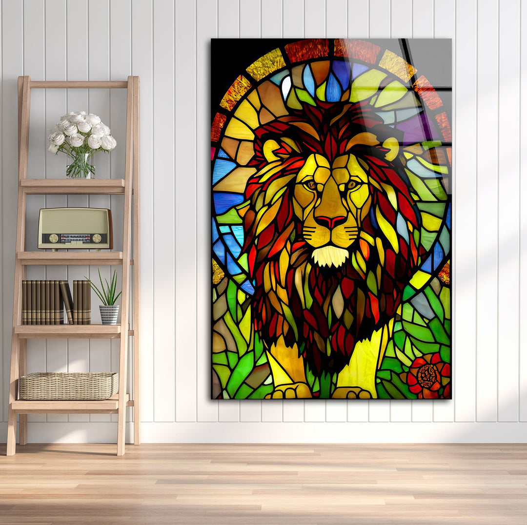 Stained Lion Glass Wall Art stained glass wall art, stained glass wall decor