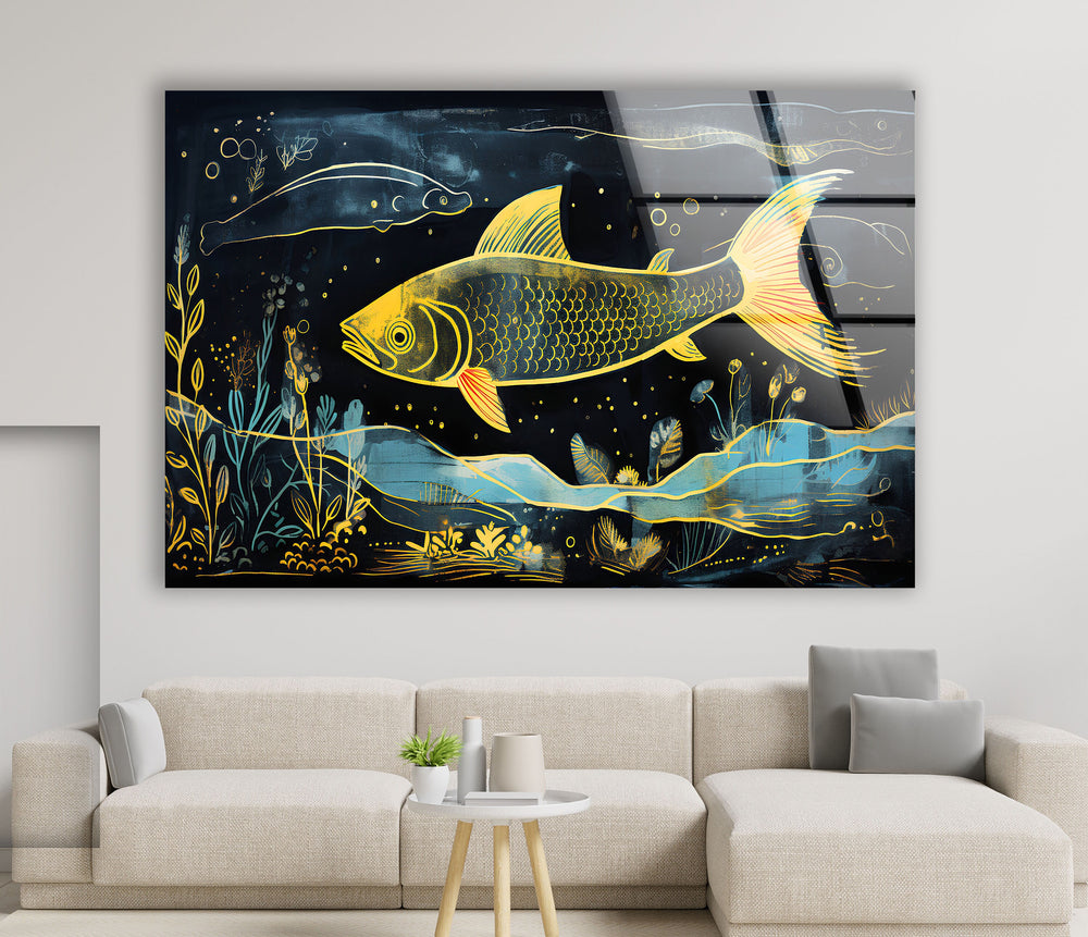 Fish Painting Glass Wall Art glass image printing, glass prints from photos