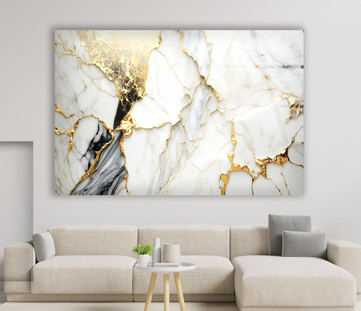 Golden Abstract Tempered Glass Wall Art - MyPhotoStation