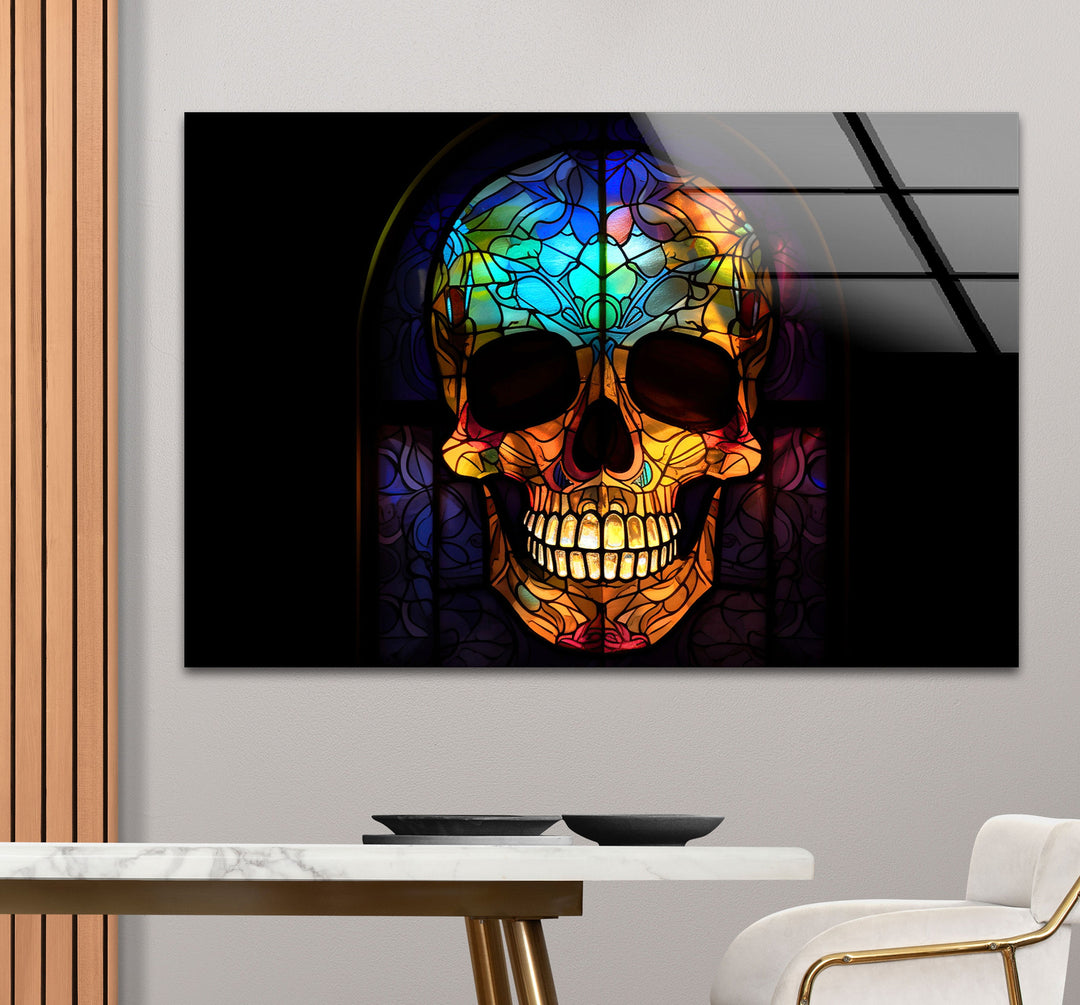 Orange Skull Glass Photo Prints & Cool Abstract