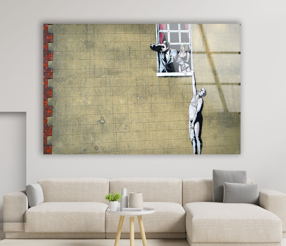 Banksy Well Hung Lover Tempered Glass Wall Art - Explore Banksy original art for sale and bring the renowned street artist's work into your space. Our collection includes large Banksy wall art, prints, and paintings. Purchase Banksy art and add a bold, artistic touch to your home decor today.