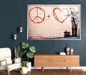 Transform your home with Banksy wall art, available in various sizes and designs. Shop our collection of Banksy paintings for sale, including original art and prints. Buy Banksy art and enjoy the vibrant, thought-provoking imagery that defines his work. - Artdesigna Banksy Peace and Love Glass Wall Art