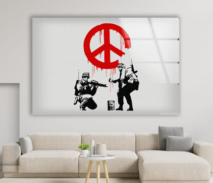Banksy CND Soldiers Peace Glass Wall Art